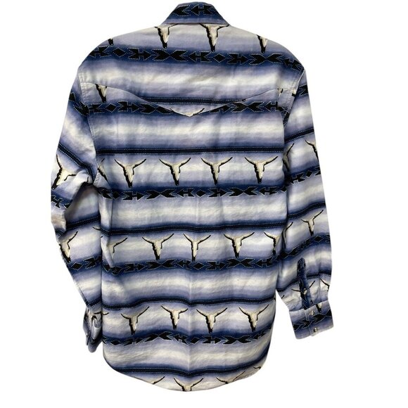 Roper Western Men's Multi Colored Sz M Bull Head Long Sleeve Shirt 15 1/2 33 - Picture 7 of 8